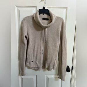 Lauren Ralph Lauren Women's Beige Cowl Neck Sweater, waffle knit, minimalist
